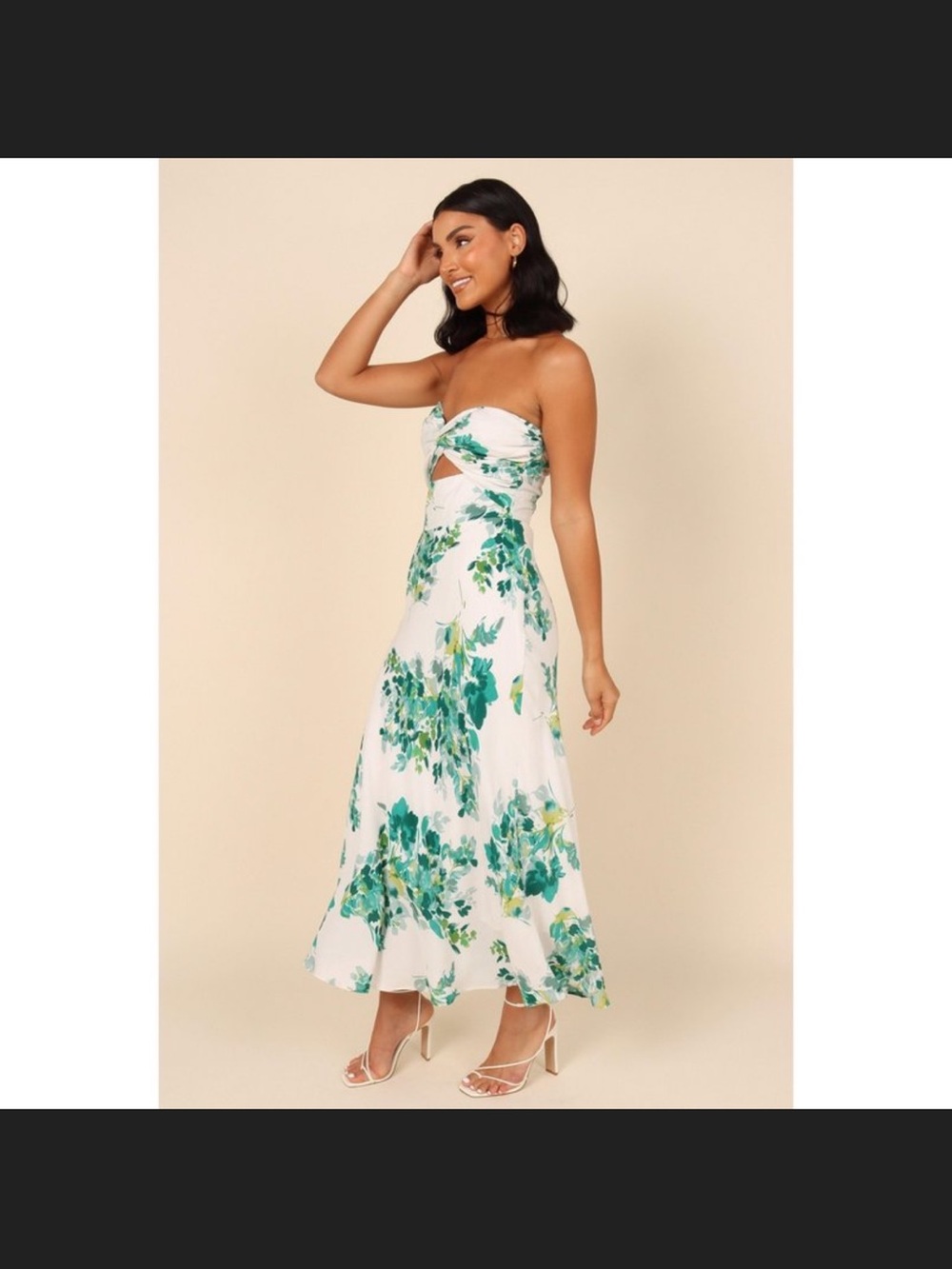 Petal & Pup White Strapless Maxi Dress with Teal Floral Print - Picture 4 of 7